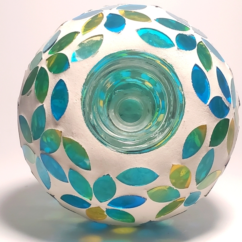 EVERGREEN Mosaic Glass Watering Globe w Terracotta Spike Patio Garden Multicolor - Picture 3 of 7